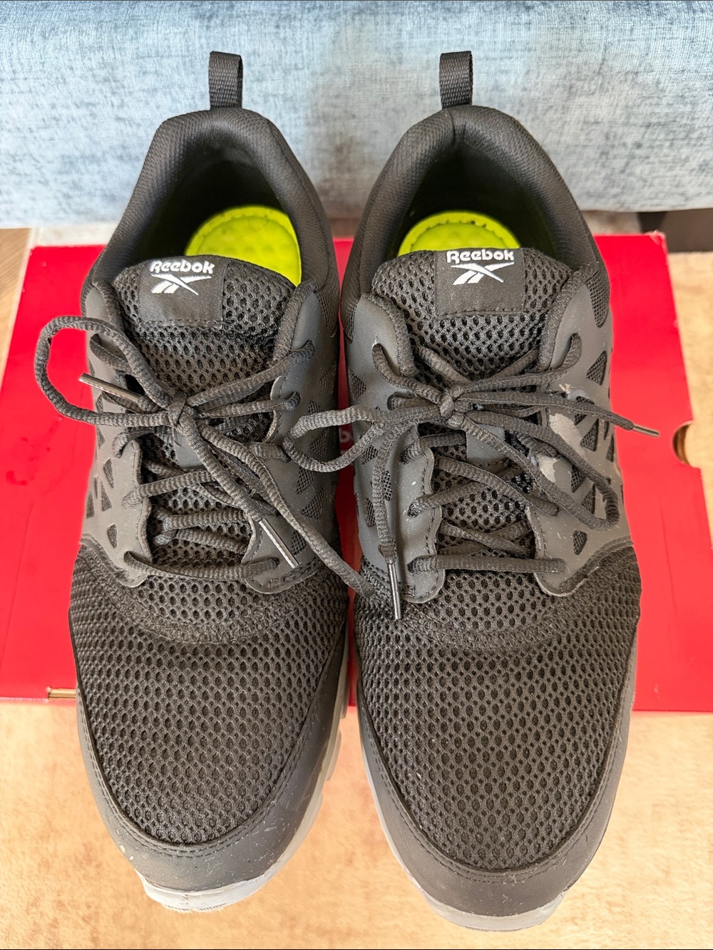 Reebok Men’s Black Work Sneakers with Alloy Toes 12 XWide